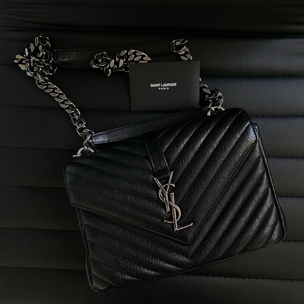 Authentic YSL Black Medium College Flap Bag